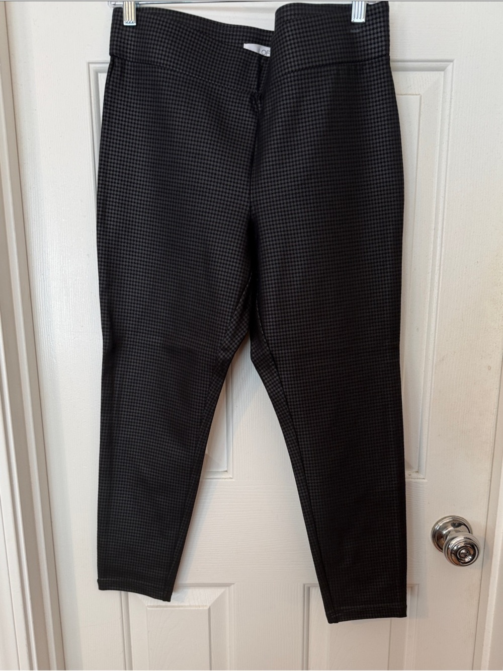 LOFT Black Micro-Check Stretch Leggings